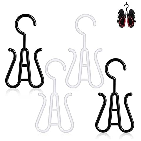 Yunmoxiao Bike Shoe Holder-Multi-Function Hangers,4 Pack Shoe Racks Compatible with Peloton Exercise Bike, Hanging Shoe Organizer Shoes Drying Rack with Double Hooks (Black & White) Cover
