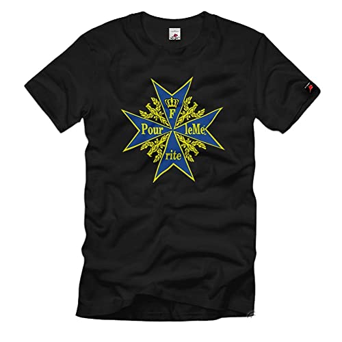 T-Shirt pour Le Merite Prusse Ordre de l'Aigle Noir en coton noir taille XXL