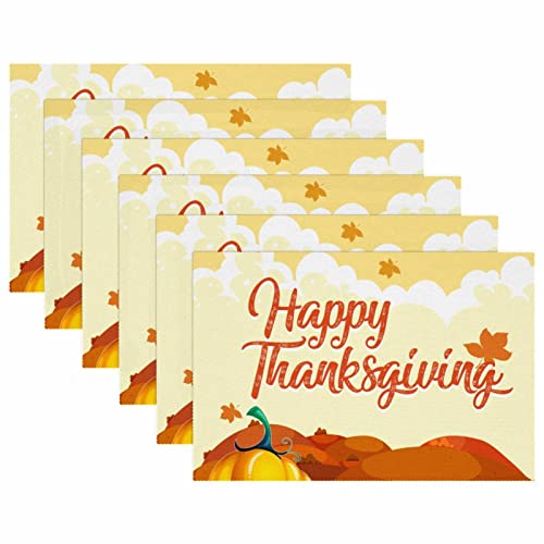 Lot de 6 sets de table Happy Thanksgiving antidérapants 30x45 - 6