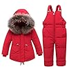 SANMIO Donsjas voor babymeisjes, sneeuwpak met capuchon van kunstbont, verdikte winterjas + winterbroek, donsbroek…