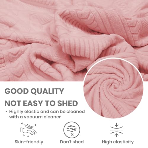 Image of Lukzer 3 Seater Jacquard Sofa Cover with 360 Frill Skirt - Pastel Pink Zigzag Pattern| 240 GSM Stretchable Anti-Slip Fully Covered Universal Couch Cover for Living Room (180-230CM /SC-078-03F)
