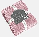 Victorio & Lucchino Manta Plaid Sofa Canale Emboss con Borreguito Sherpa - Manta Suave para el Sofa o para Cama (VL-80511) (Rosa, 160 X 220 Cm)