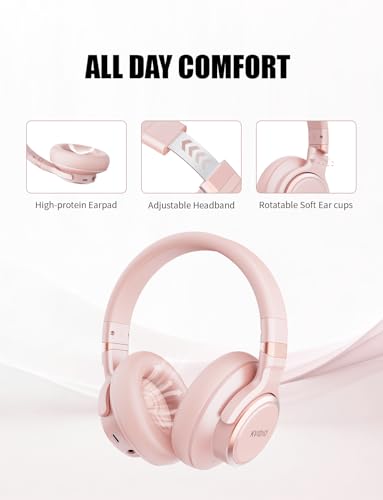 Image of KVIDIO Hybrid Active Noise Cancelling Headphones, Wireless Bluetooth Headphones Over Ear with Mic, 70H Playtime, Transparency Mode, Hi-Fi Stereo Sound, Deep Bass Headsets for Phone PC
