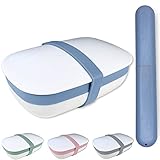 Kiasona Travel Pack(1Toothbrush Case& 1Leakproof Soap Holder with Soap Saver)Soap Bar Box Container With Soap Mat &Large Toothbrush Cover,Use at Bathroom,Camping,School,Gym,Outdoor,Home,Vacation(Blue)