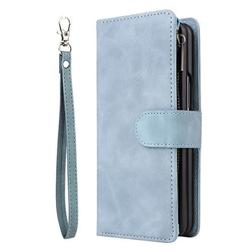 Étui en cuir de luxe pour Samsung Galaxy Z Fold 4 chic et antichoc bleu clair