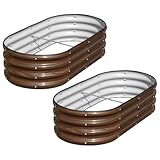 SnugNiture Verzinktes Hochbeet, 2er-Pack, 1,2 x 0,6 x 0,3 m, großer ovaler...