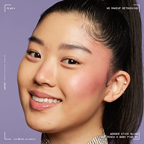 Nyx Professional Makeup Wonder Stick Blush With Hydrating Hyaluronic Acid, Dual-Ended Cream Blush Stick - Light Peach & Baby Pink #TOP6