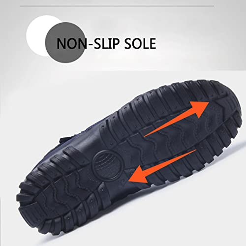 جزمة بطول الكاحل للرجال مقاومة للماء ودافئة من القطن ومزودة بسحاب، احذية شتوية دافئة سهلة الارتداء سميكة من القطيفة للرجال، احذية شتوية مضادة للانزلاق للرجال (اسود، 11.5)