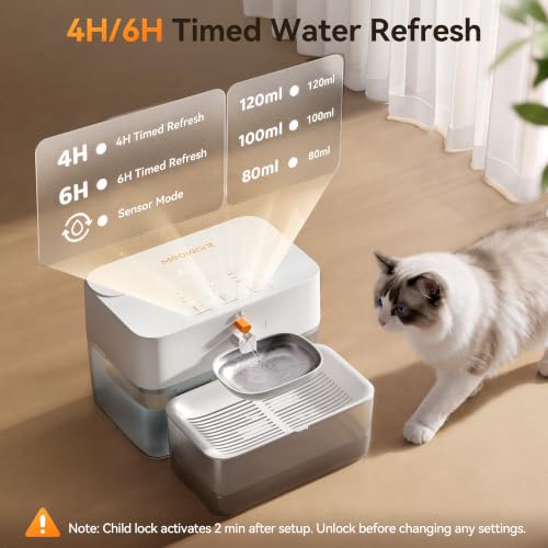 Cat Water Fountain Filterless Wastewater Separation, Sensor Mode DROPS TO - image 5