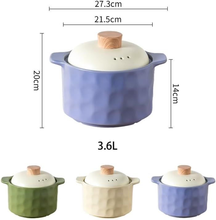 table spoon spoons set Casserole Clay Pot Ceramic Bowls with Lid Heat- Cooking Nonstick Stock Pot Soup Pot Cookware Stovetop Easy To Clean (Grey : Green) (Size : Green)