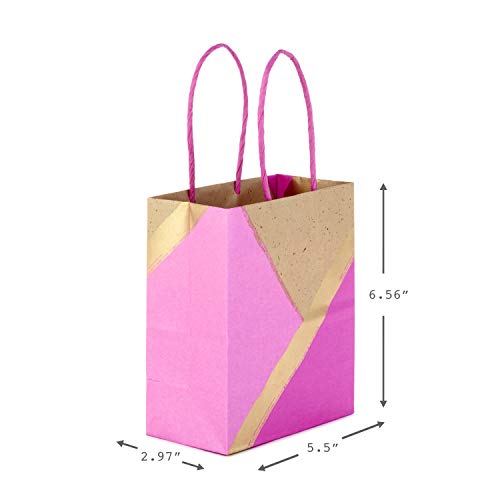 Hallmark 6" Small Paper Gift Bags, 8-Pack (Pink and Kraft) for Christmas, Birthdays, Mother's Day, Weddings, Baby Showers, Bridal Showers, Care Packages and More by Hallmark - Image 3