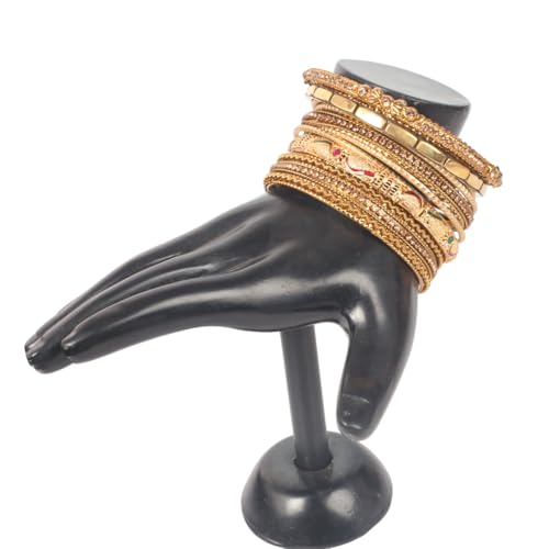 Touchstone Indian Meenakari Bangle Bracelets for Women, Set of 9, Yellow by Touchstone - Used condition - Image 2