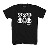 Bendy and the Ink Machine Shirt - Official Bendy T-Shirt - Black and White Bendy Boys T-Shirt (Black, Large)