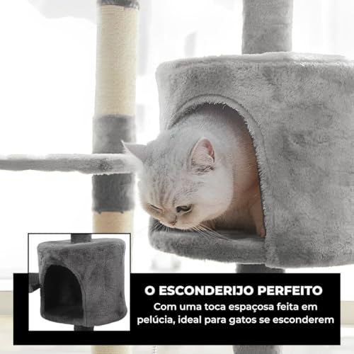 Arranhador de Gato 5 Andares Brinquedo interativo 40 cm × 40 cm × 112 cm Gatos até 10 KG (Marrom)
