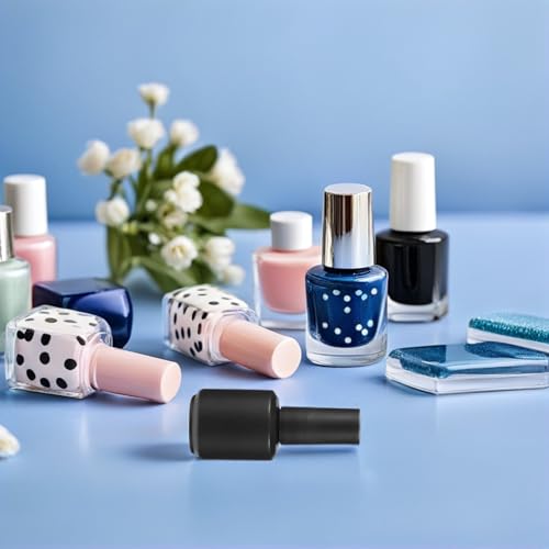 Botellas de esmalte de uñas de vidrio con elegantes tapas negras mate 7