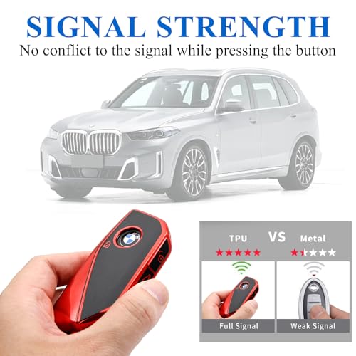 Image of Creativity For BMW X5 Key cover and Key chain accessories (Red set) | Advanced soft TPU key Case Suitable for BMW 2023-2026 New 5 7 Series iX XM IX3 i7 X1 X5 X6 X7 key