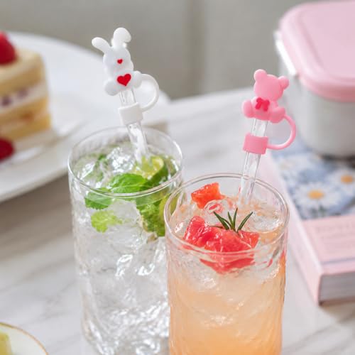 Image of 8 Pcs Straw Cover Caps Compatible with Stanley Tumblers, Reusable Silicone Straw Protectors with Dust-Resistant Covers, Drinking Straw Caps for Compatible Sipper Cups, Pink, Daily Travel & Outdoor Use