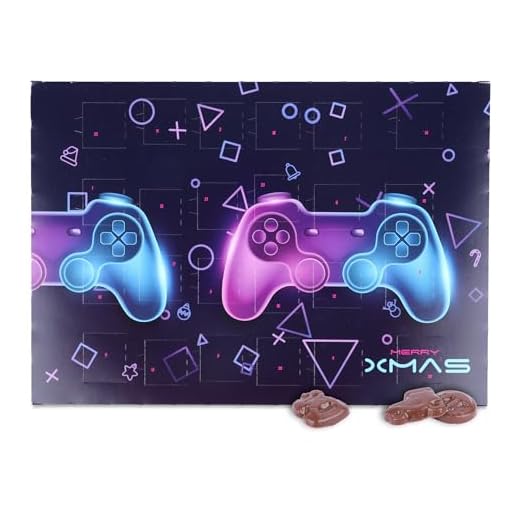 Sweet Buddies Adventskalender 2025 mit 24 süßen Schokoladenformen - Teenager-Adventskalender - Ideal für jugendliche Video Game Fans - Kalender zum Aufstellen oder Hinhängen mit Weihnachtsschokolade