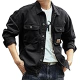 veste homme hiver blouson UHouse Surchemise Homme Veste Coton Casaul Blouson Automne Cargo Chemises Vintage Blousons Leger Bombers Respirant Blazer Décontracté Hiver Chemisette Noir 4XL