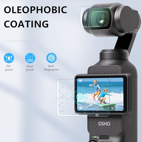Image of FPVtosky 2 x Lens Protectors, 2 x Screen Protector for DJI Osmo Pocket 3, DJI Pocket 3 Creator Combo Accessories, Tempered Glass, Hardness 9H, Touch Sensitive, Complete Screen Protector