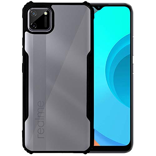 Image of Soft Shockproof Clear Case Air Cushion Hybrid Cover for Realme C11 - Black