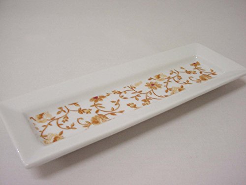 BANDEJA BAÑO ACCESORIOS ALARGADA BORDE PORCELANA TRAMA MARRON Cover