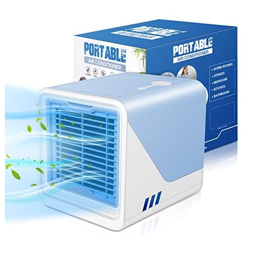 Portable Air Conditioner for Personal with 3 Wind Speeds,Mini Air Cooler Fan,USB Air Personal Conditioner with 7 Colour LED Lights,Small Air Conditioner for Bedroom,Office and Outdoors,Blue
