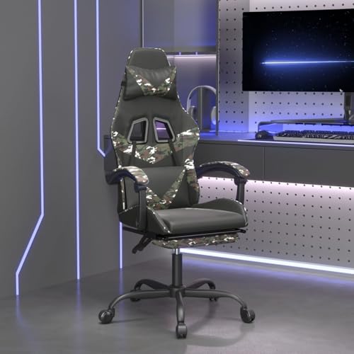 Tidyard Silla Gaming giratoria y reposapiés Cuero sintético,M2