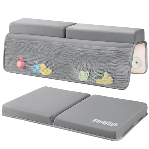 Bath Kneeler and Elbow Rest Pad Bath Kneeler Baby Bath Mat Kneeling Pad Bath Toy Organizer for Tub Kneeling Pad for Bathing Baby Memory Foam