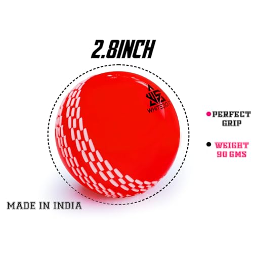Image of Whitedot Synthetic Rubber Practice Cricket Ball /Wind Balls (90 GMS) for - Indoor & Outdoor Street & Beach Cricket (Pack of 6) (Red)