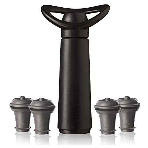 Vacu Vin 08840612 Vakuum Stopfen für Weinpumpe 2er Set grau 2 Vacu Vin 09874606 Weinpumpe Concerto mit 4 Stopfen