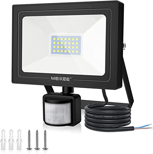 MEIKEE Sicherheitslichter, Bewegungsmelder, 20 W, 2000 lm, PIR-LED-Flutlichter, für den Außenbereich, IP66 wasserdicht, 6500 K, Tageslichtweiß, Wandleuchte