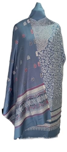 Image of Womens designer woolen suit for women with salwar and kashmiri shawl winter wear kani unstitched fabric set, stylish kurta pant set woollen dress material for women by pure pashmina wooltex