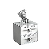 Feyarl Erste Locke und Zahn Milchdose Andenken Box Süße Milchzahndose Metallic Zahndose Gravur Bärchen Form Spardosen für Baby Kinder