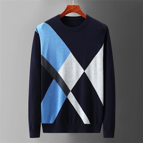Men's Slim Fit Lightweight Cotton Sweater Crewneck Long Sleeve Plaid Knitted Pullovers Fall Winter Casual Warm Jumpers4