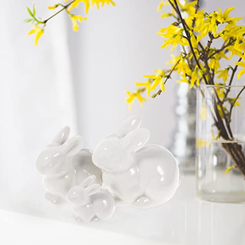 Garneck 3Pcs Ceramic Bunny Figurines Home Decor Easter Bunny White Ceramic Bunny Rabbits Decoration Ornament For Home Easter Garden Micro Landscape #TOP3