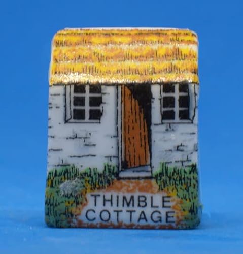 Porcelain China Miniature House Thimble - Weaving Thimble Cottage
