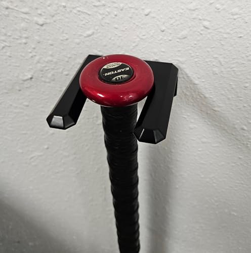 Grip-N-Rip Single Bat Rack Lightweight Aluminum, Secure & Compact Bat Holder for Softball, Baseball, & Game Rooms Easy to Install with Sleek Black Powder-Coated Finish (Black)