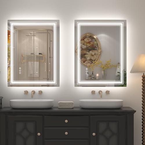 GOLOMO 28x32 LED Bathroom Mirror, Lighted Mirror for Bathroom Wall, Backlit and Front lit, Dimmable, Anti-Fog, Shatterpoof, Memory (Horizontal/Vertical) by GOLOMO - Image 6
