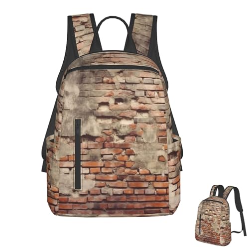 Lightweight Hiking Backpack Casual Laptop Backpack for Men Women Ancient Worn Brick Wall Bookbag Travel Daypack