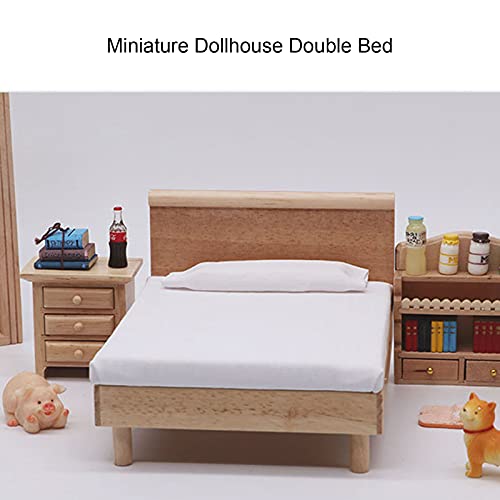 Dilwe 1:12 Puppenhaus Doppelbett, Pretend Play Miniaturspielzeug, Miniaturm?belzubeh?r f¨¹r PuppenhausdekorationBaby… – Bild 4