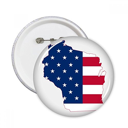 Badge USA Wisconsin de 5 pcs broche ronde pour vêtements