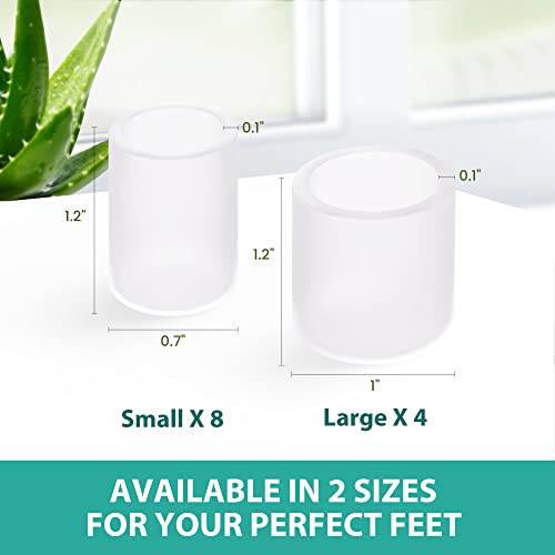 Image of Welnove Toe Protectors - 12-Pack Aloe Vera Extract Infused Silicone Toe Sleeve Toe Covers for Hammer Toes, Corns, Calluses, Blisters - Soft Gel Protector Toe Cushions for Pain Relief (Multi-Size)