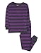 Leveret Big Girls "Striped" 2 Piece Pajama Set 100% Cotton (Size 5-14 Years) (6 Years, Purple & Grey)