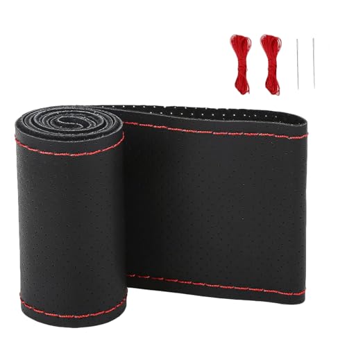 ZATOOTO Coprivolante in Pelle, 44-46cm Volante in pizzo Coprivolante Cucito a Mano per Camion, Traspirante e Antiscivolo, 18 in / 45 cm (Rosso)