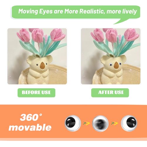Image of TOAOB 150pcs 6mm Plastic Wiggle Googly Eyes Self Adhesive Black Round Sticker Eyes DIY Arts Crafts Scrapbooking Accessories