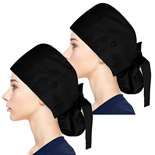 Fesciory Adjustable Working Caps With Button & Sweatband, Women Ponytail Pouch Hats, Long Hair #TOP6