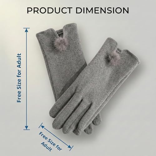 Image of Kraptick Women's Winter Woollen Gloves-Premium Thermal Fleece Lined Touchscreen Hand Warmer Gloves for Cold Weather, Cycling & Driving Soft Fur Cable Knit Elastic Mittens