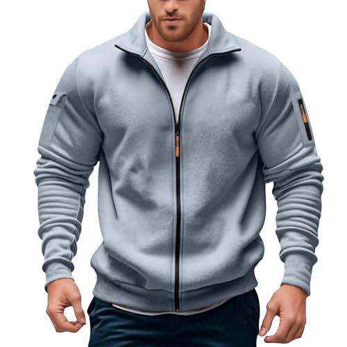 Sweat-shirt en polaire homme avec fermeture éclair col montant et poche avant de loisirs