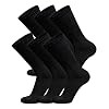 6 Pairs of Cotton Diabetic Non-Binding Neuropathy Crew Socks (Black, Fits Mens Shoe Size 9-12/Womens Shoe Size 10-13)